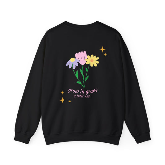 "grow in grace" floral crewneck