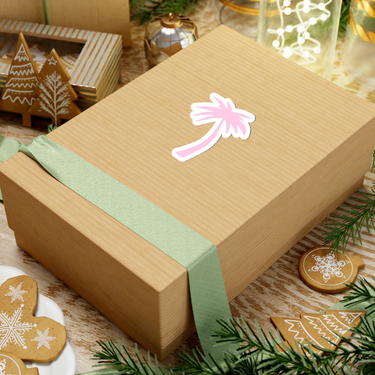 pink palm tree sticker