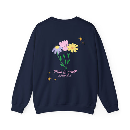 "grow in grace" floral crewneck