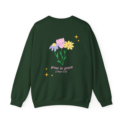 "grow in grace" floral crewneck