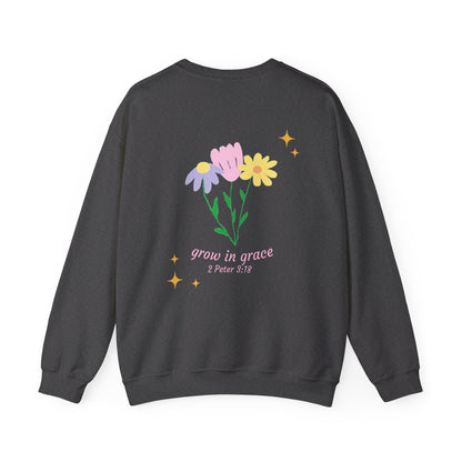 "grow in grace" floral crewneck