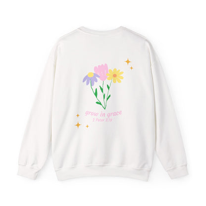 "grow in grace" floral crewneck
