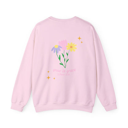 "grow in grace" floral crewneck